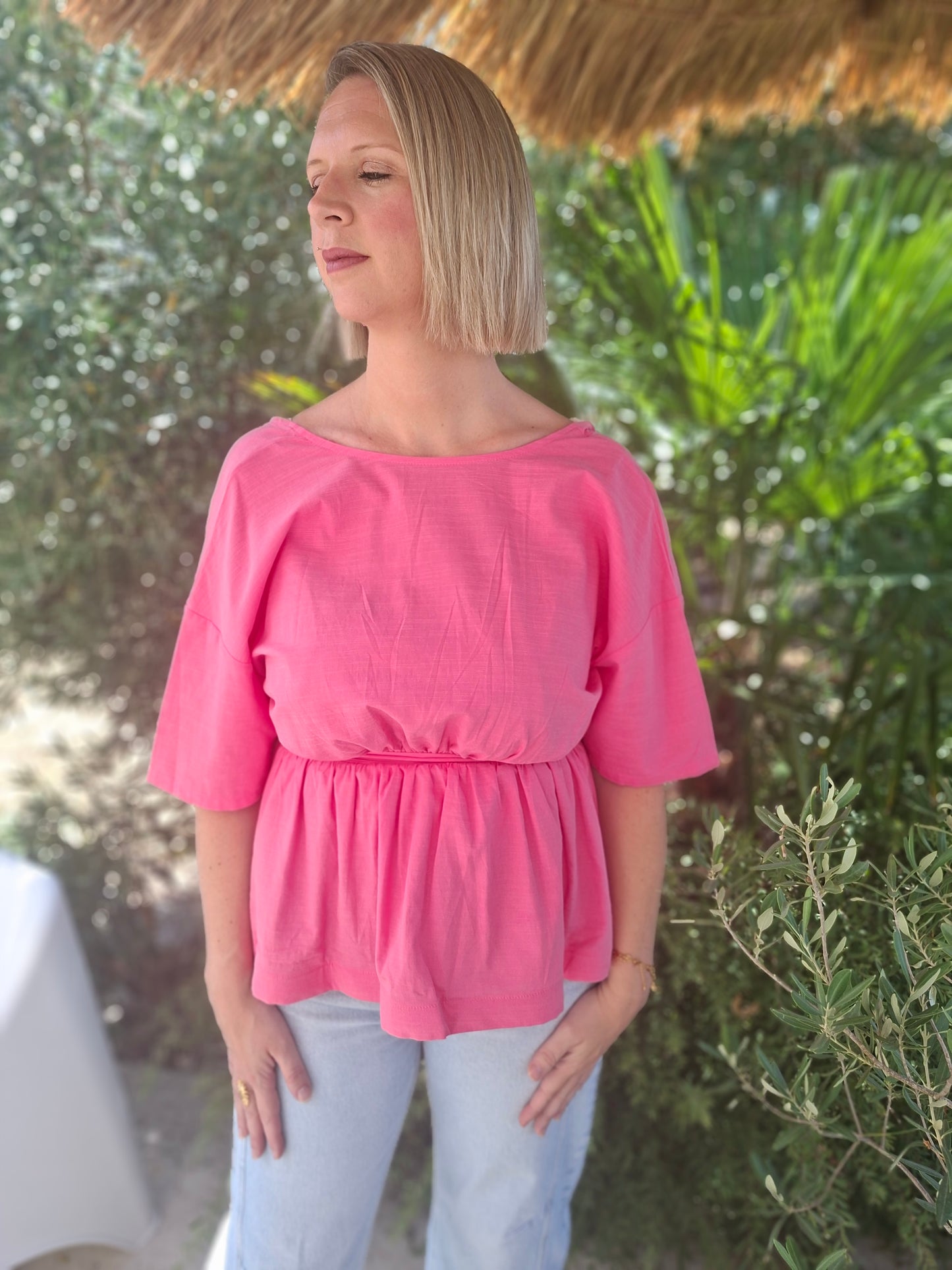 Top Rosy - Rose Fushia - Noeud dos