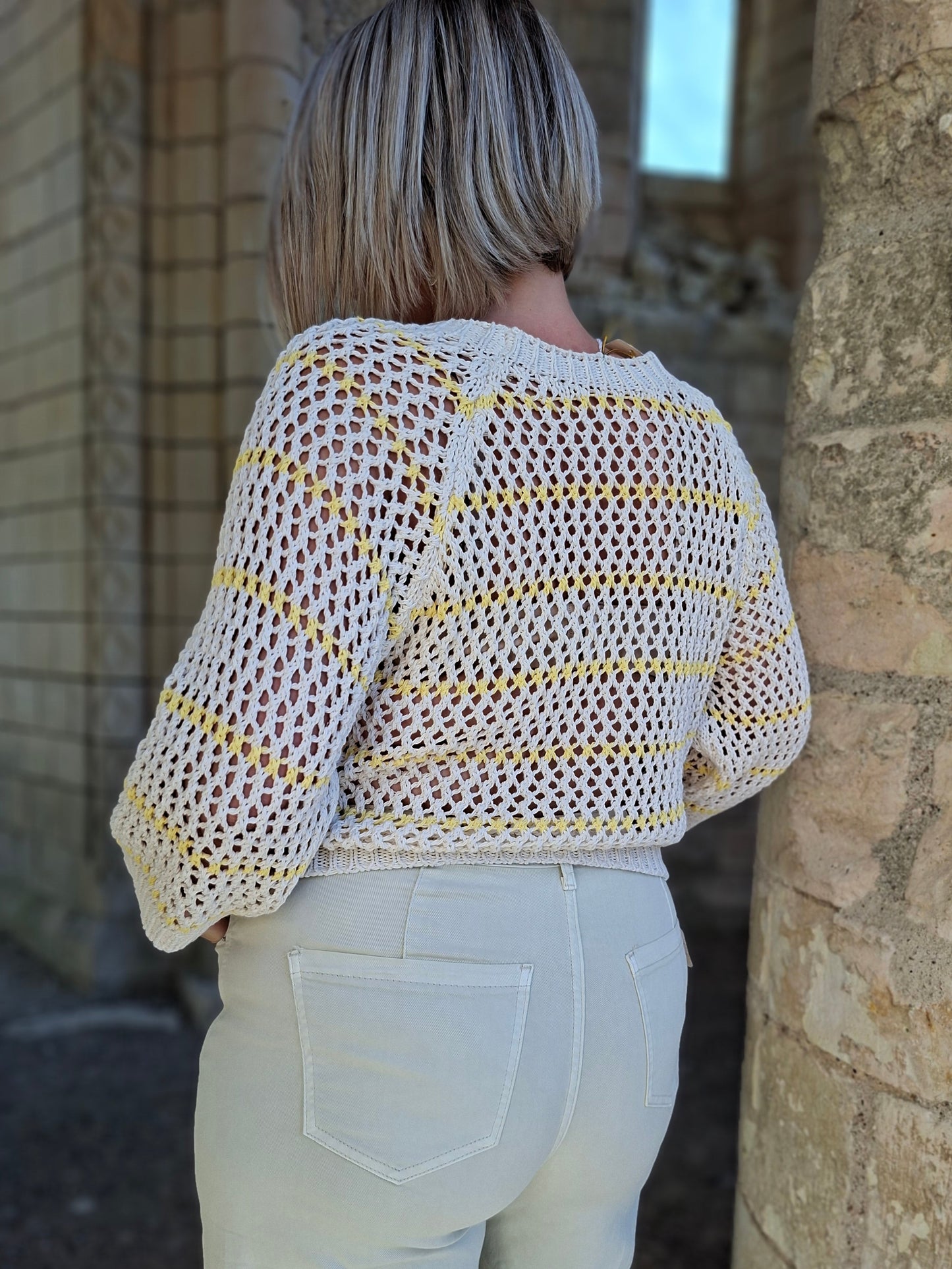 Pull Livia - Jaune rayé crochet