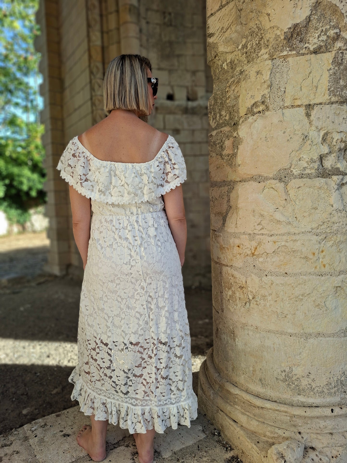 Robe Bardot - Dentelle blanche