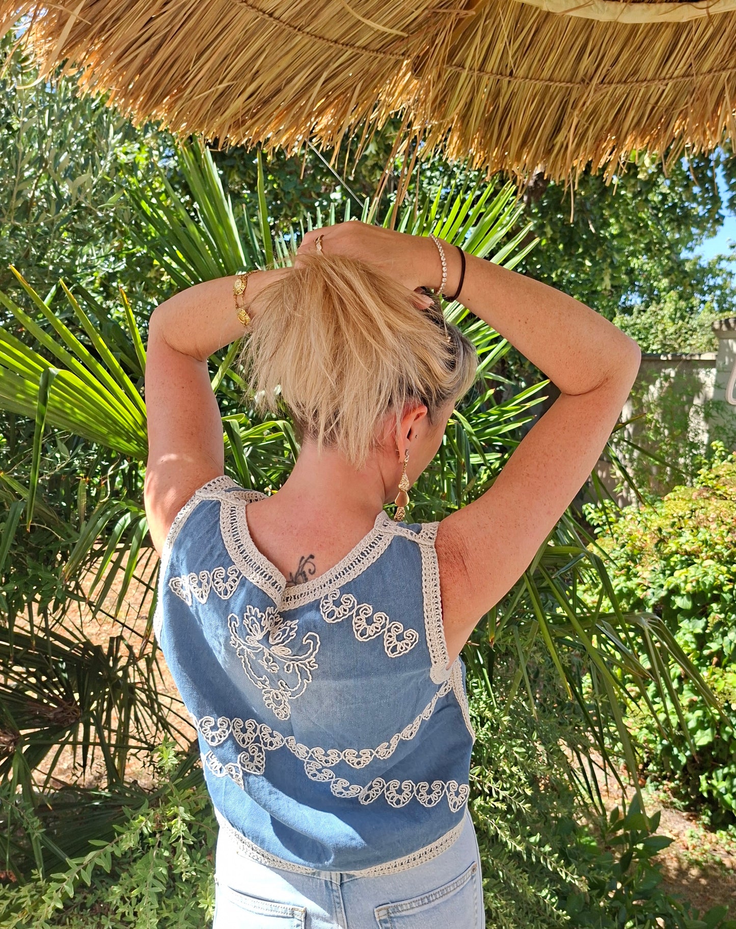 Gilet Séverine - Denim brodé
