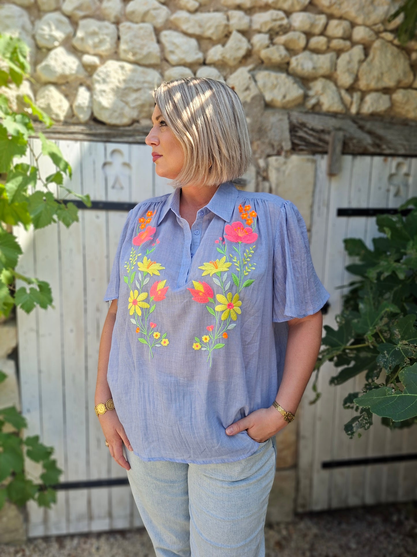 Blouse Laura - Bleu