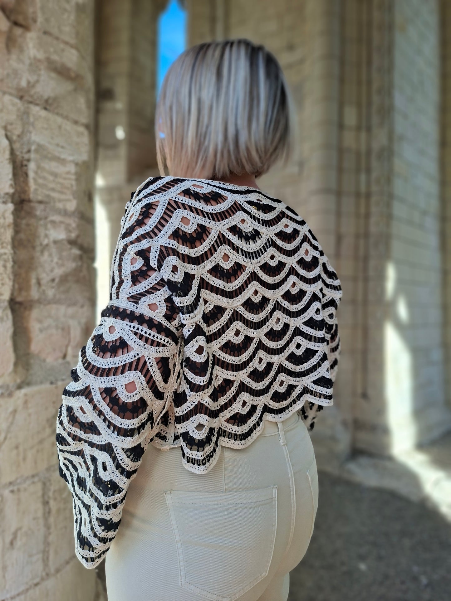 Top Léna - Top crochet Noir et Blanc