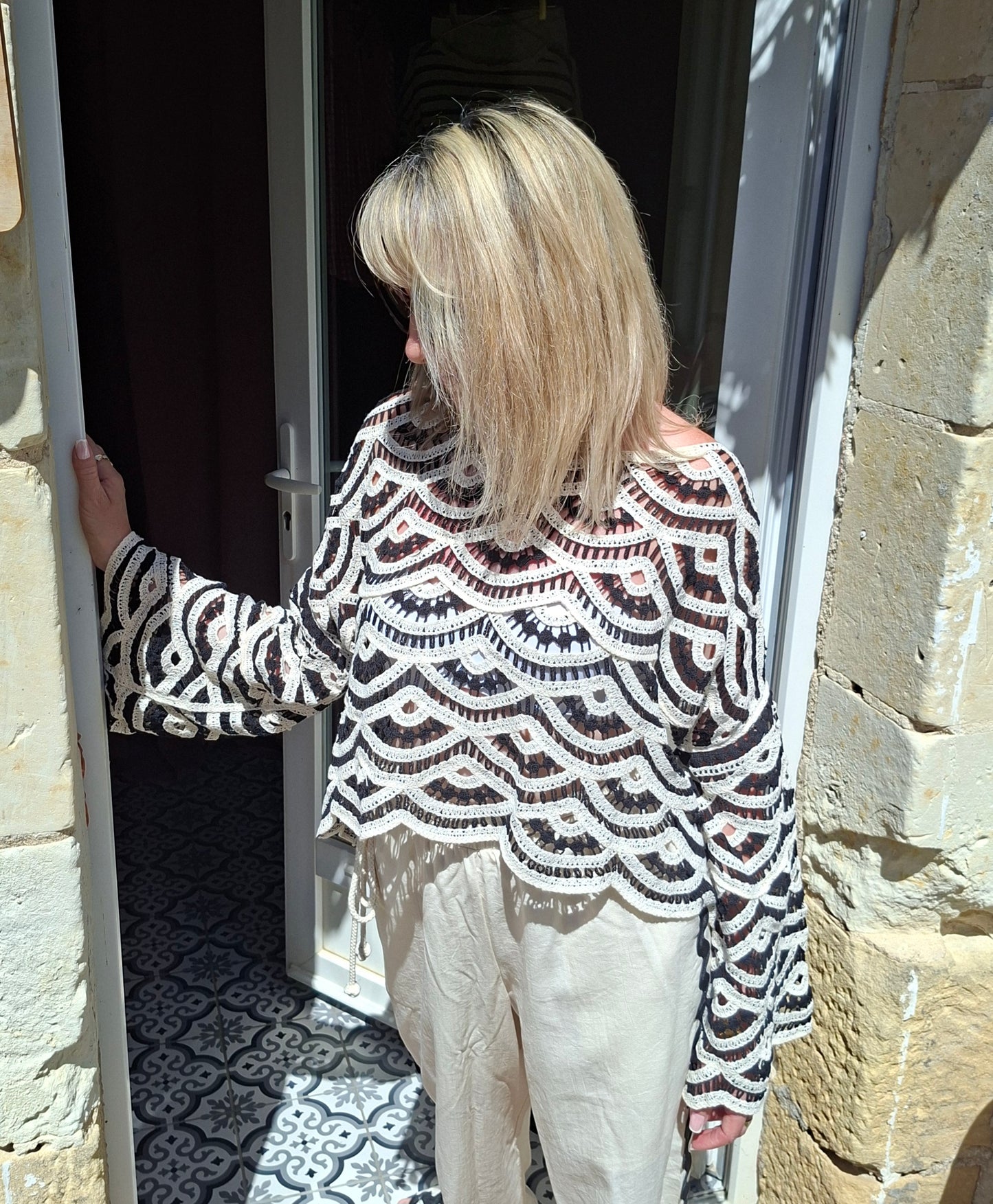 Top Léna - Top crochet Noir et Blanc