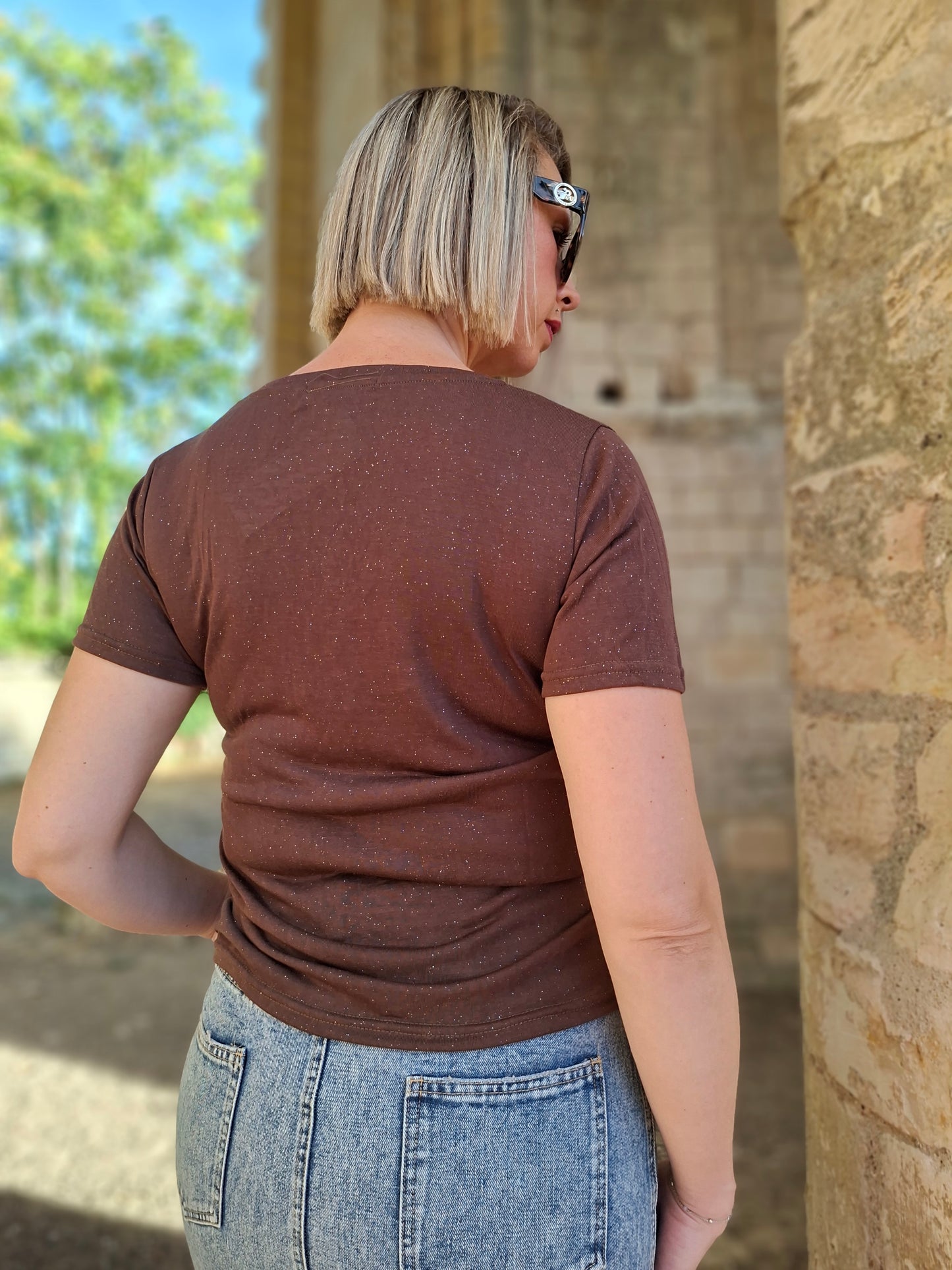 Top Neïla - Top marron pailleté