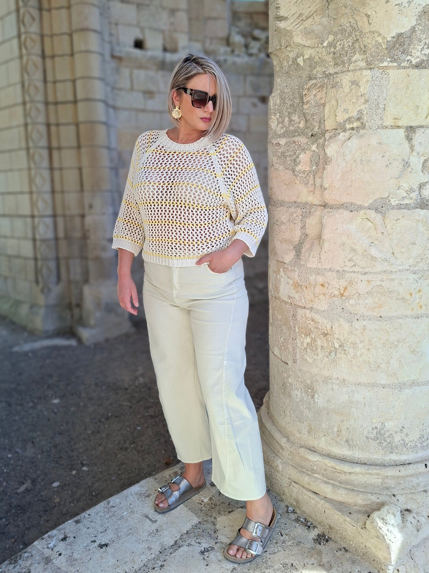Pull Livia - Jaune rayé crochet