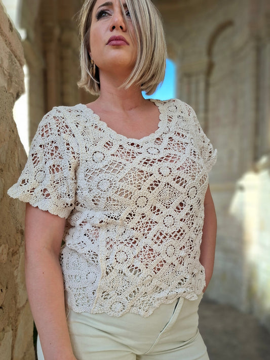 Top Lola - Crochet beige