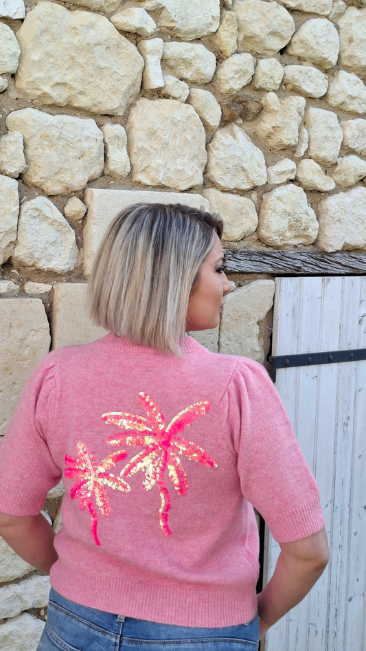 Pull Palma - Rose Palmiers à sequins