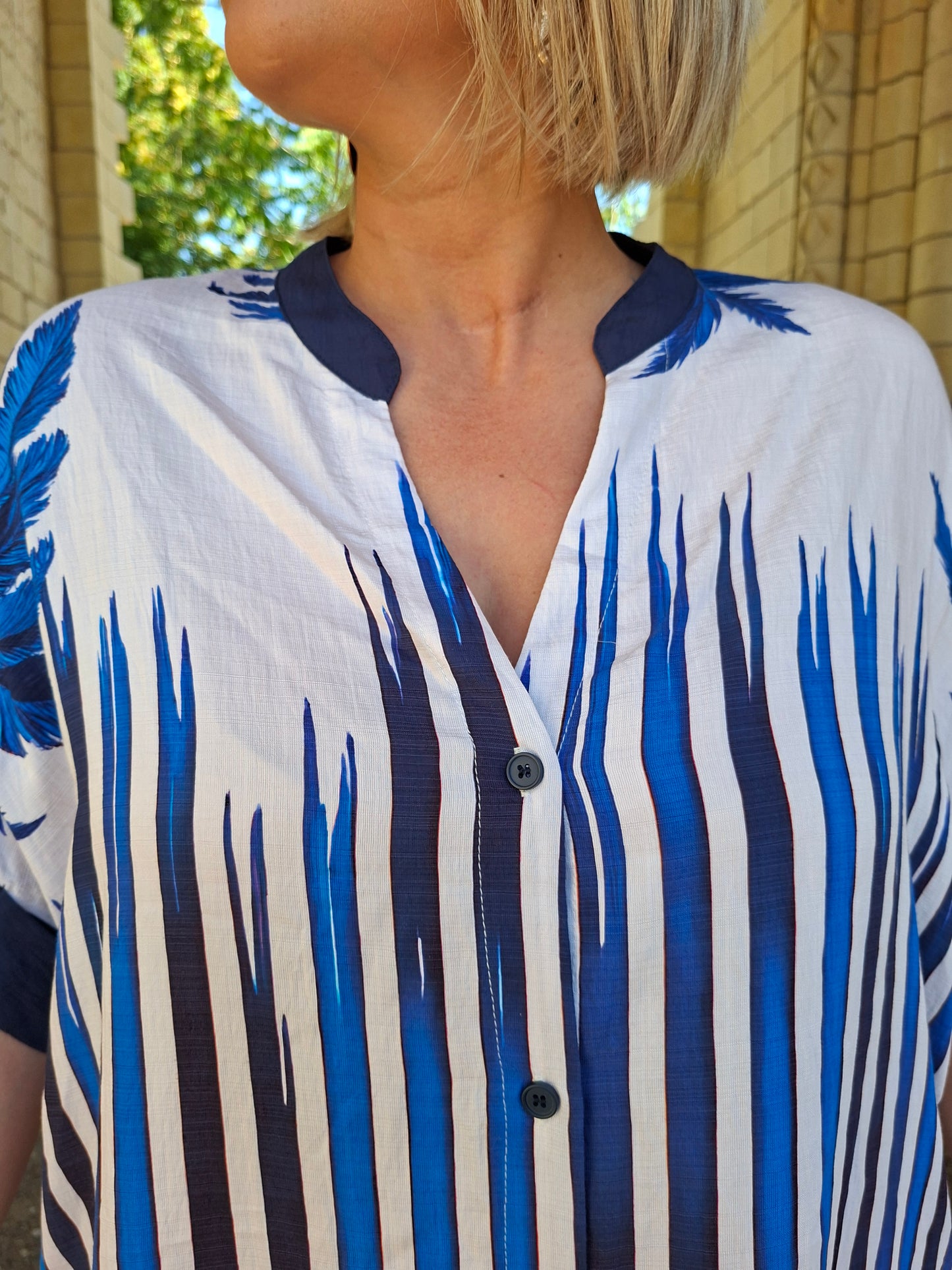 Robe chemise Majorque - Palmiers bleu