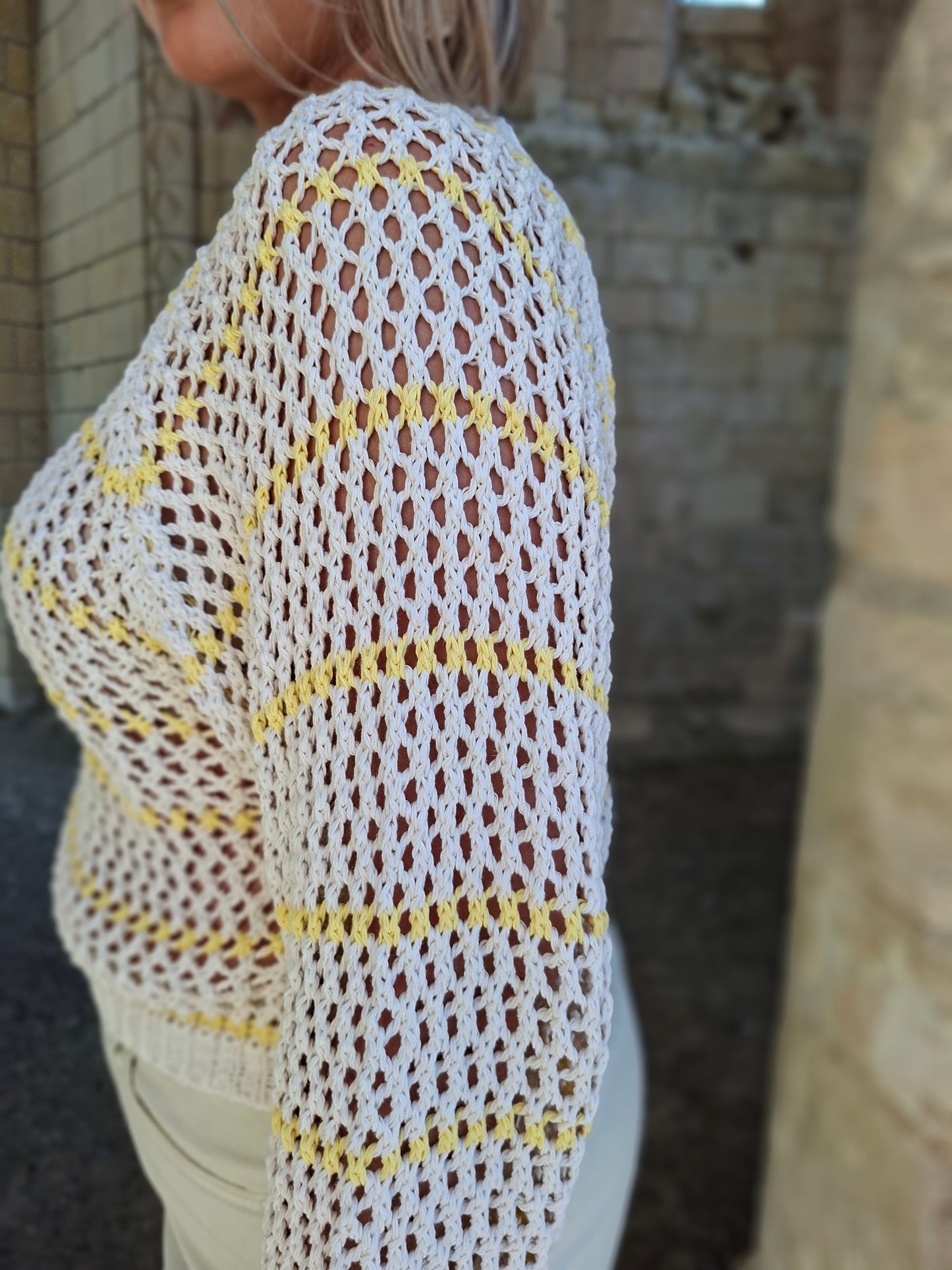 Pull Livia - Jaune rayé crochet