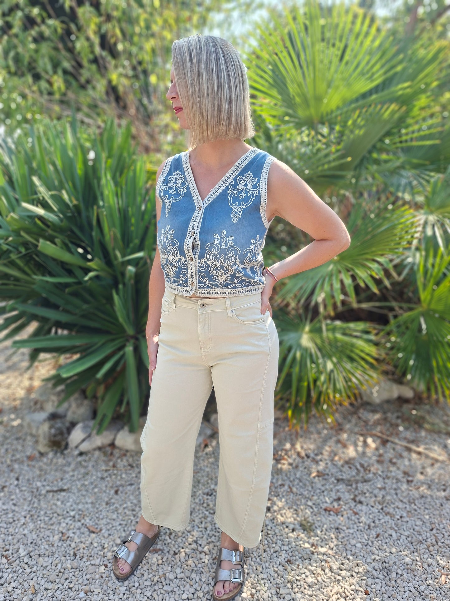 Gilet Séverine - Denim brodé