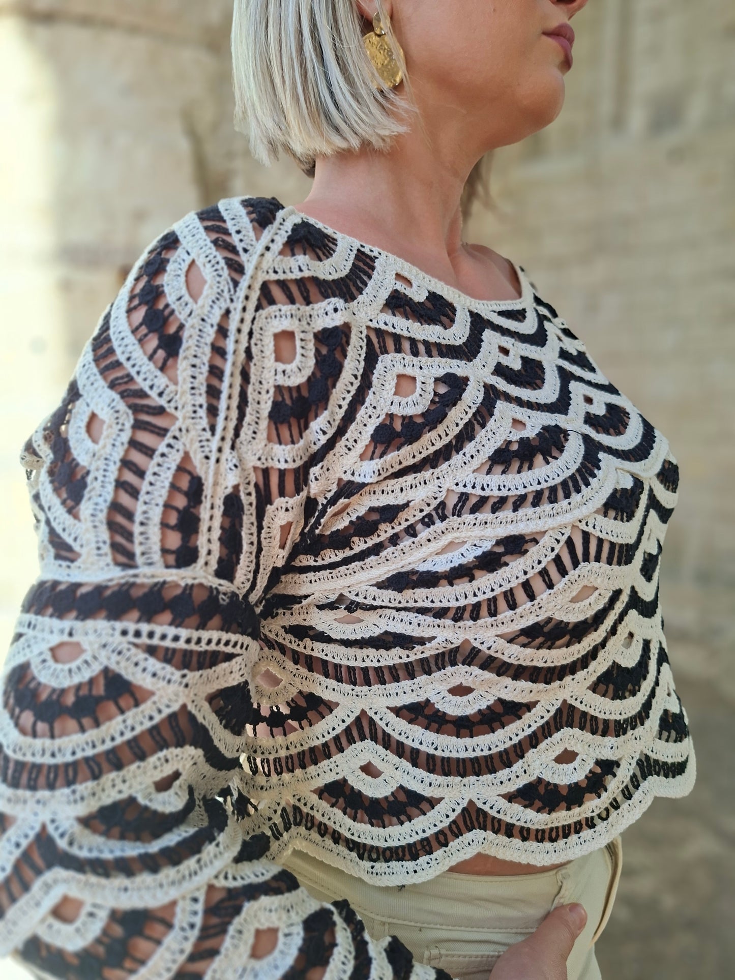 Top Léna - Top crochet Noir et Blanc