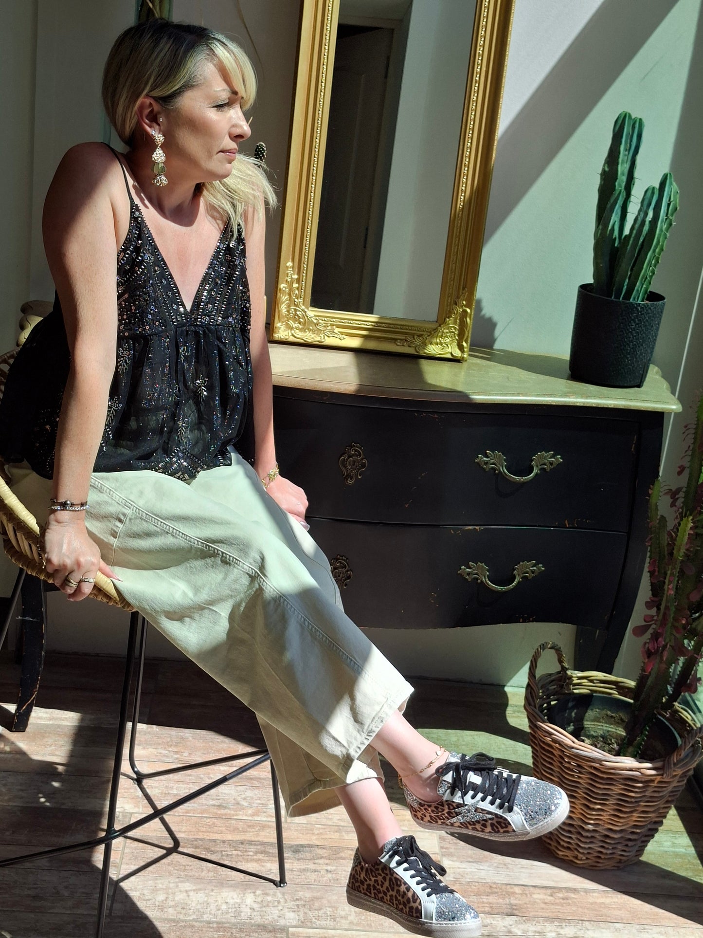 Basket Kelly - Leopard - Paillettes
