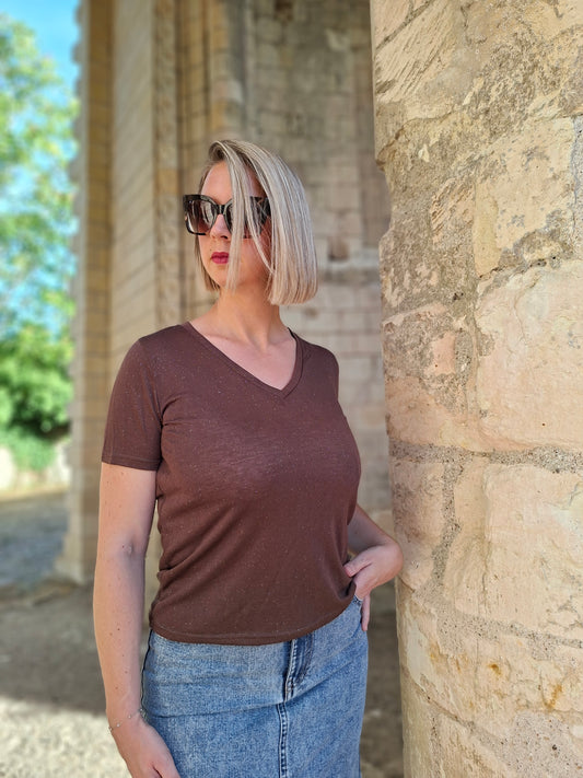 Top Neïla - Top marron pailleté